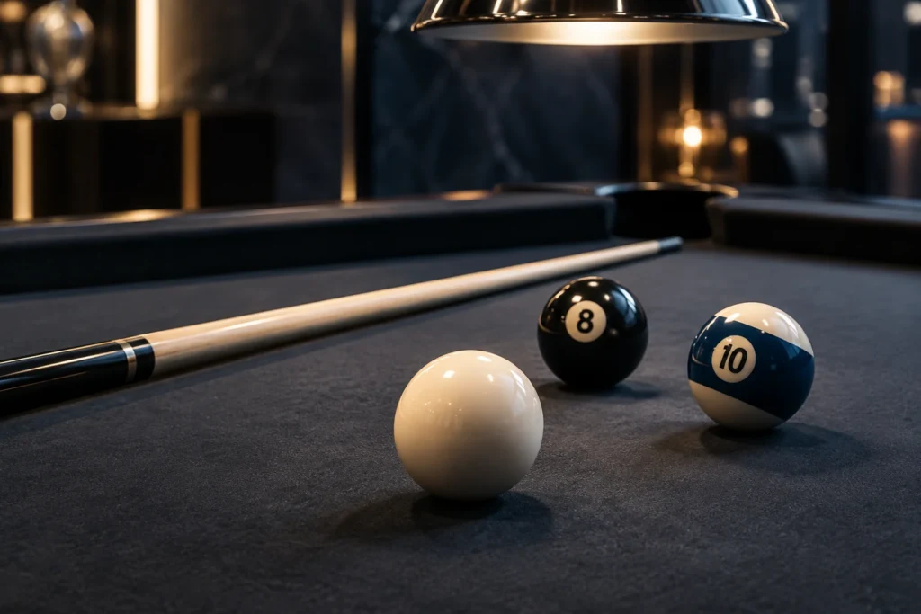 Illustrative billiards mood image; not a photograph of the Route55 venue